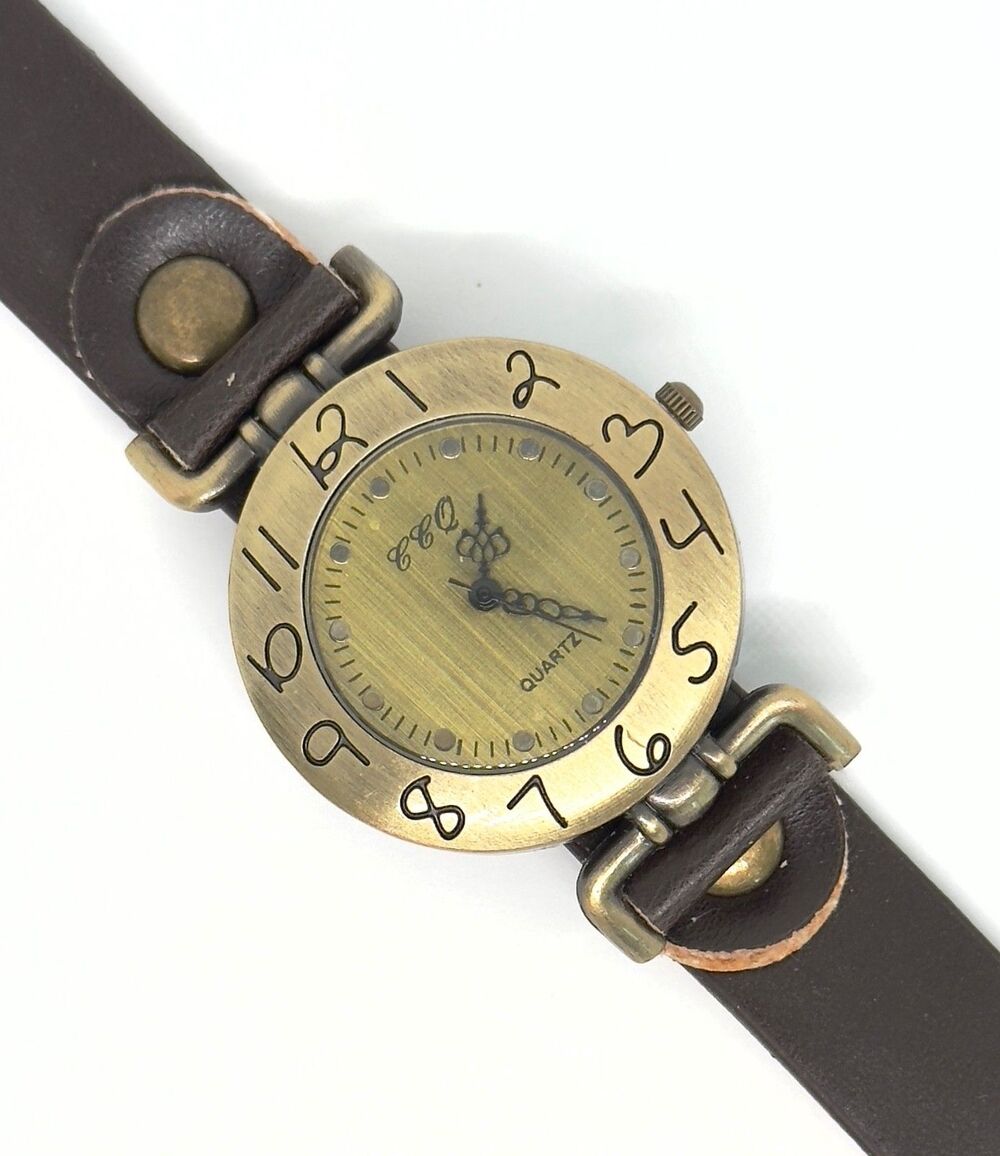 Vtg Unisex Watch Bronze Face Fresh Battery #1112 - Picture 3 of 4